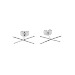 Honeycat cross bar earrings in silver
